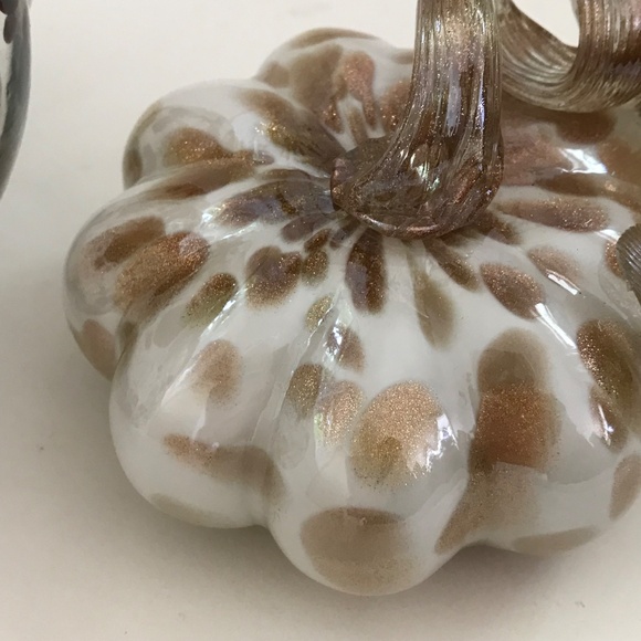Glass Pumpkins Metallic Bronzy Gold Curly Stem Centerpiece Fall Thanksgiving - Picture 9 of 14